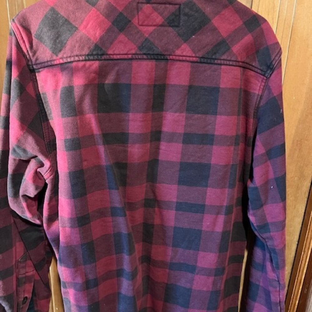 American Giant Redwood Fleece Overshirt — Oxblood Plaid — Size L - Picture 7 of 7